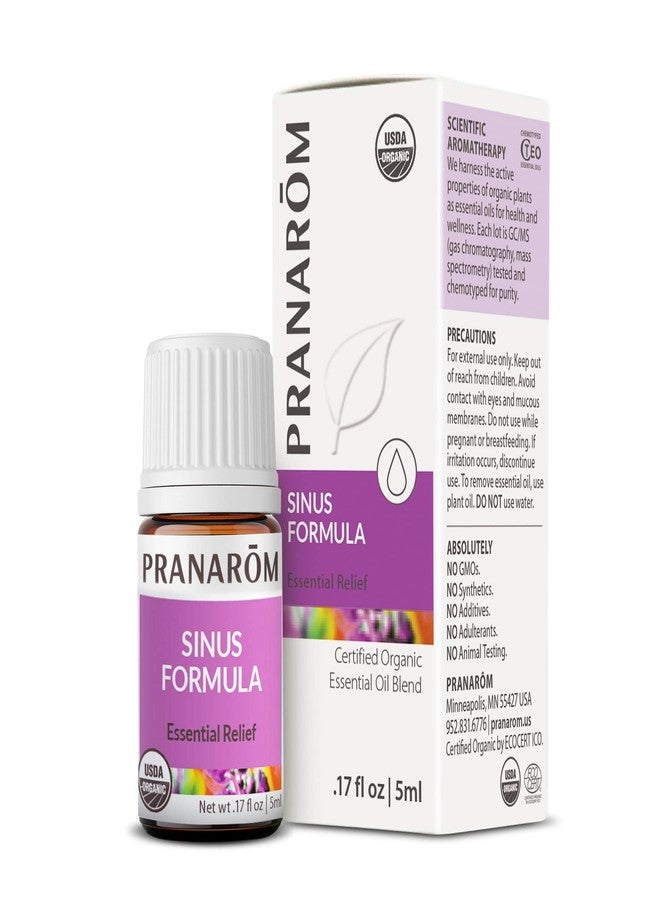 Pranarom - Sinus Formula Essential Oil Blend (5ml) - Olive Oil, Eucalypts, Peppermint, Rosemary, Frankincense, & Thyme - 100% Pure Essential Oil for Topical Use | USDA and ECOCERT Certified Organic - Image 1